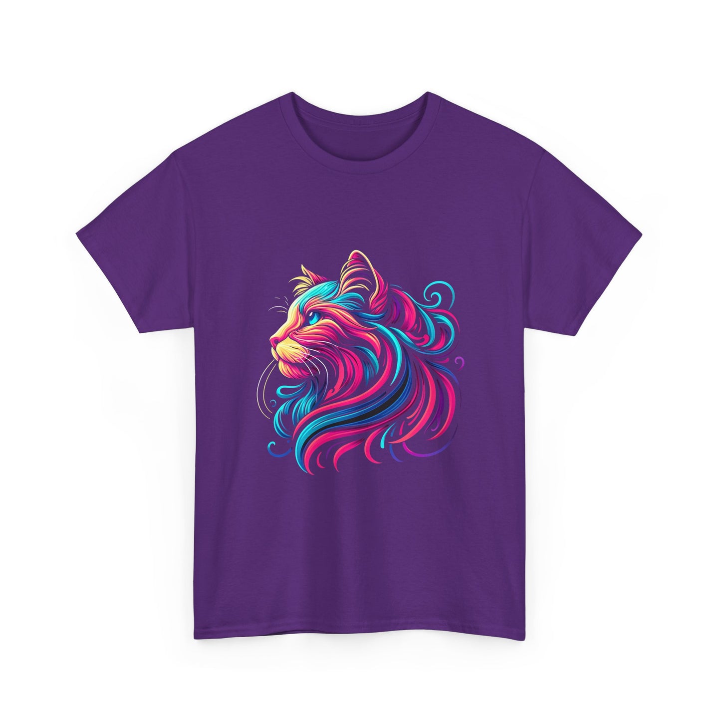 Colorful Cat Portrait T-Shirt — Vibrant Whimsical Feline Tee