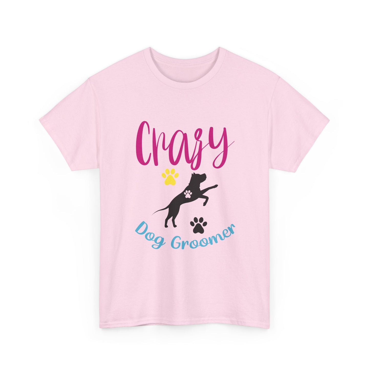 Crazy Dog Groomer T-Shirt — Funny Paw Print Grooming Tee for Pet Stylists