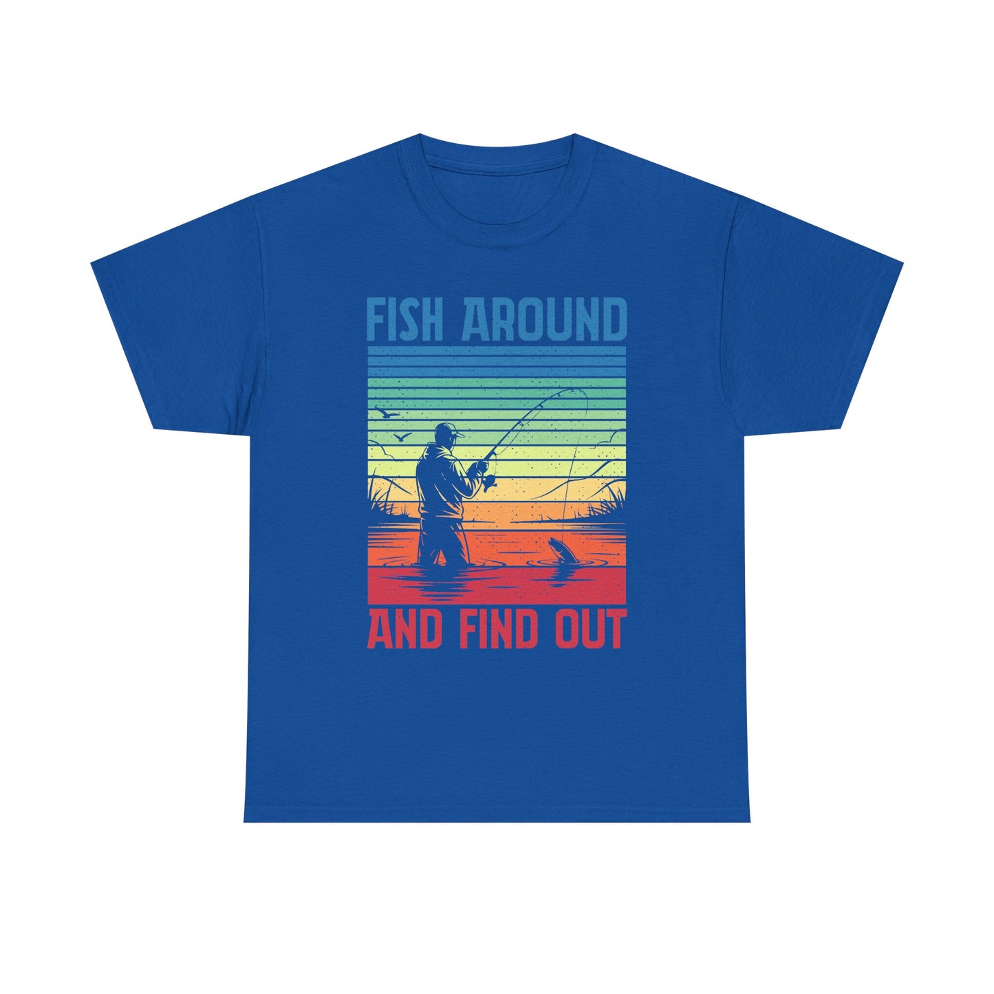 Fishing T-Shirt - "Fish Around and Find Out" Retro Sunset Angler Tee