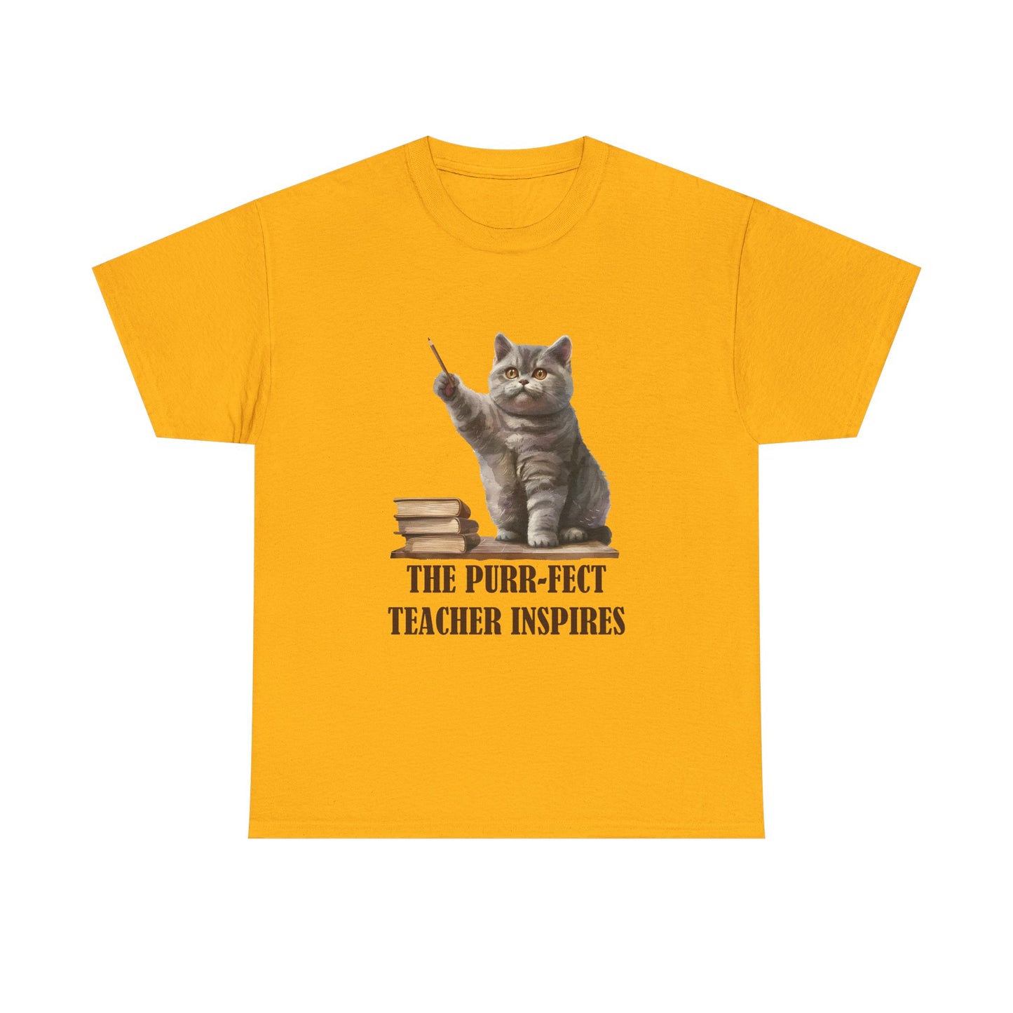 Teacher Cat T-Shirt — "The Purr-fect Teacher Inspires" Cute Gift for Educators