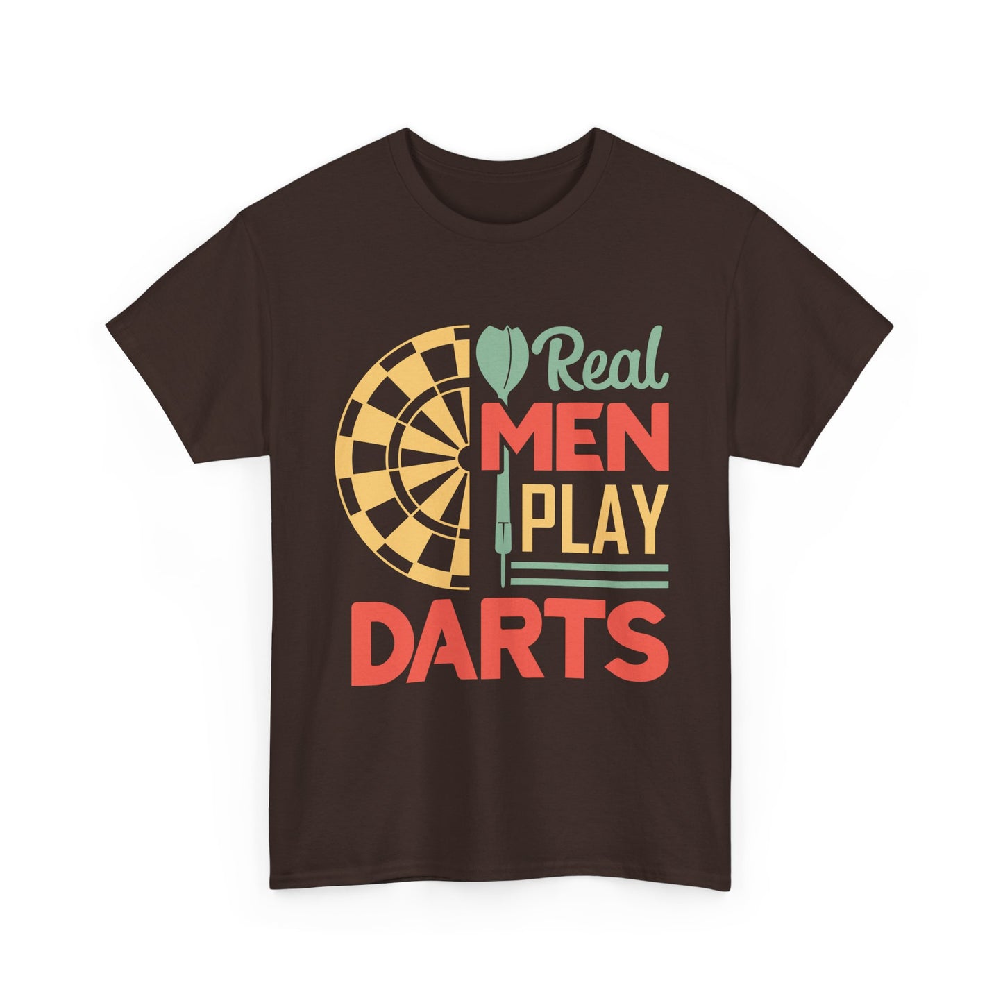 Darts T-Shirt — “Real Men Play Darts” Retro Dartboard Tee