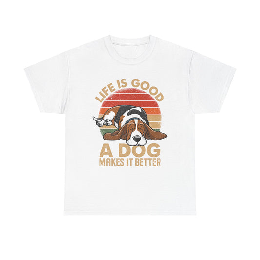 Life Is Good "A Dog Makes It Better" T-Shirt — Cute Retro Dog Lover Tee