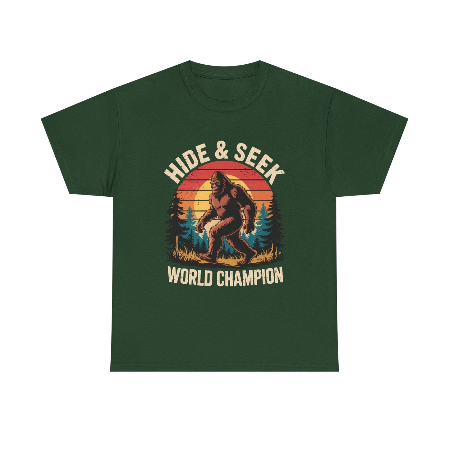 Hide & Seek World Champion T-Shirt — Funny Bigfoot Sasquatch Graphic Tee
