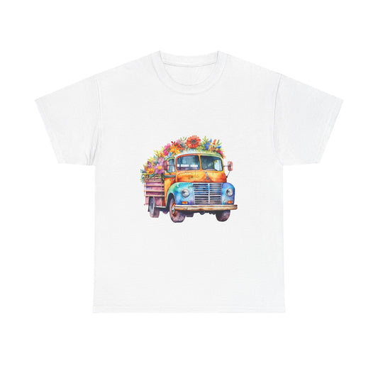 Vintage Flower Truck T‑Shirt — Colorful Floral Pickup Tee