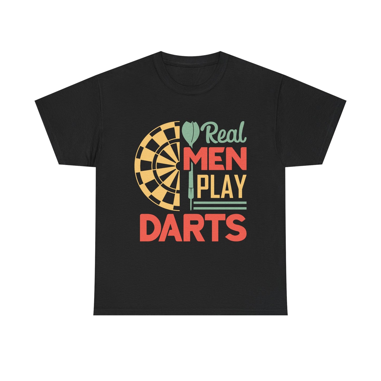 Darts T-Shirt — “Real Men Play Darts” Retro Dartboard Tee