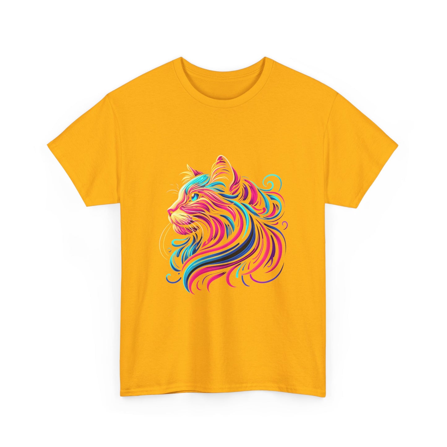 Colorful Cat Portrait T-Shirt — Vibrant Whimsical Feline Tee