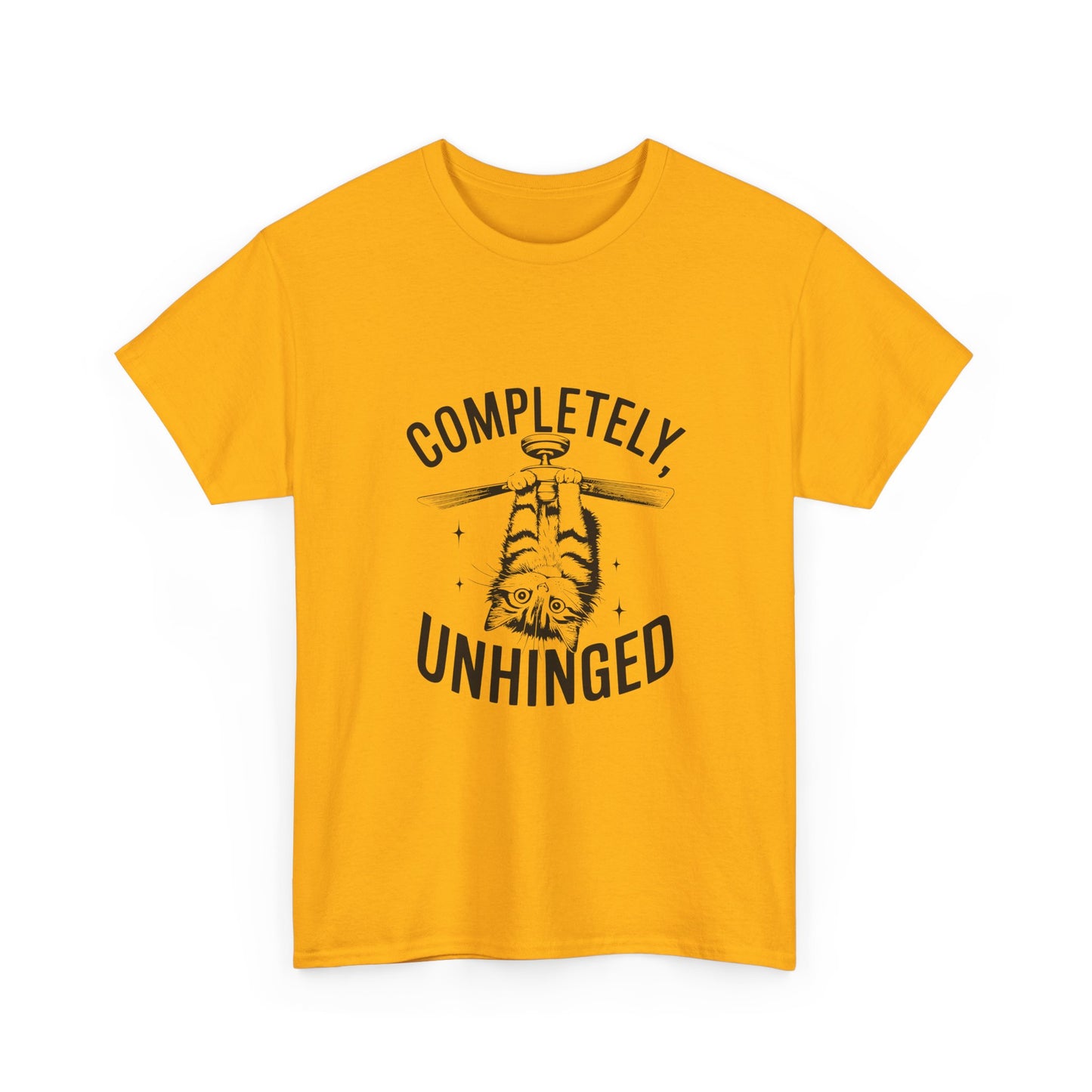 Funny T-Shirt — Completely Unhinged Graphic Tee (Vintage Cat Illustration)