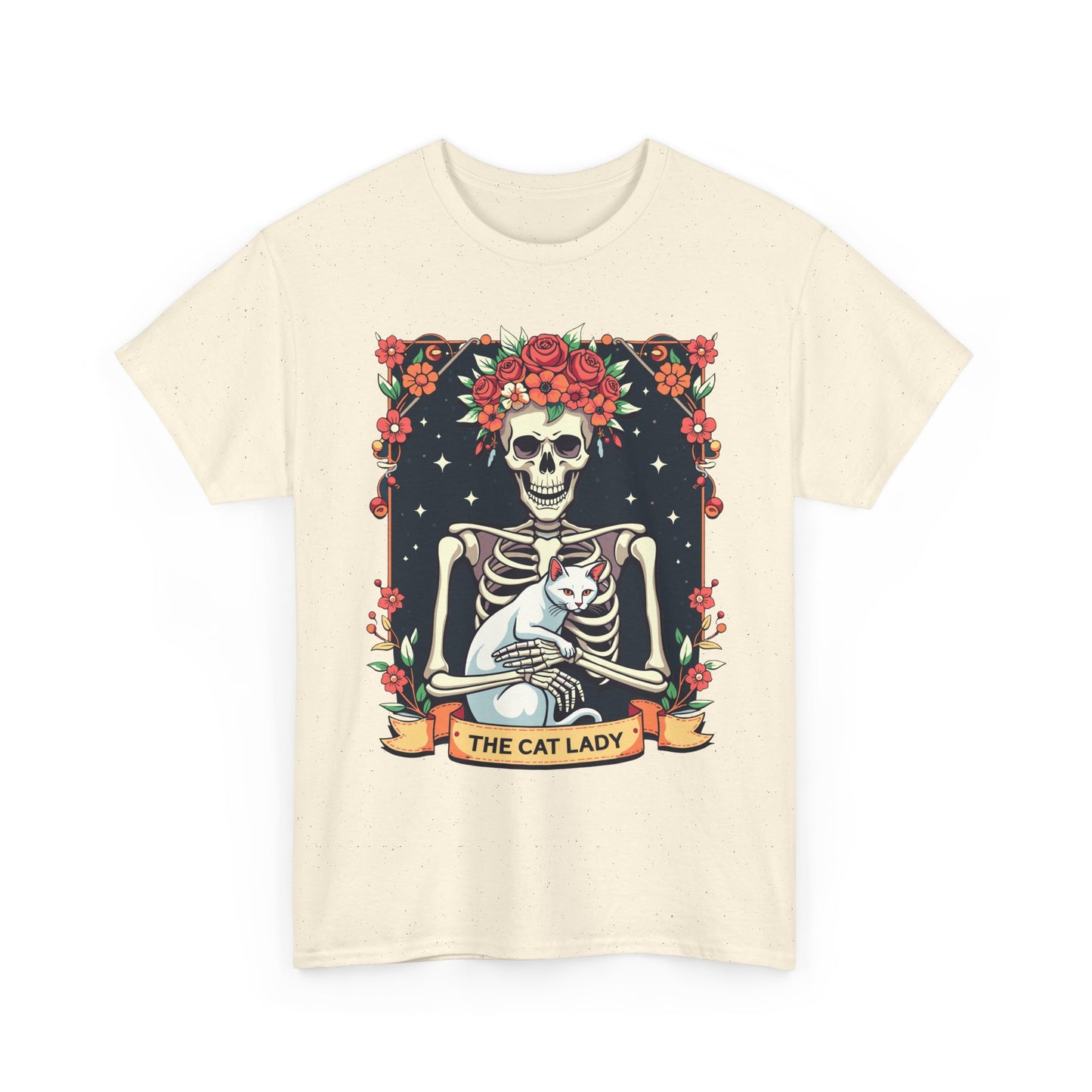 Cat Lady Skeleton T-Shirt — Floral Day of the Dead Cat Tee