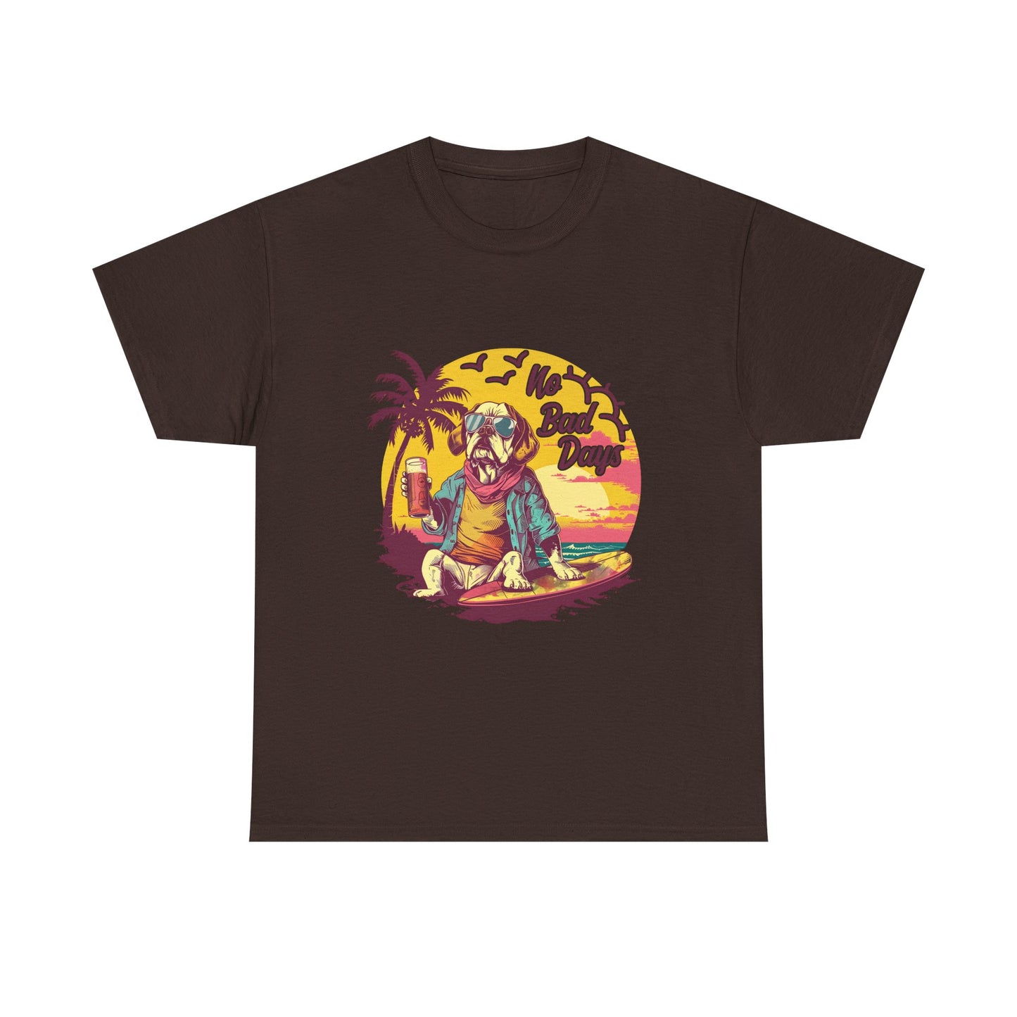 T-Shirt — "No Bad Days" Surf Sloth Retro Beach Tee