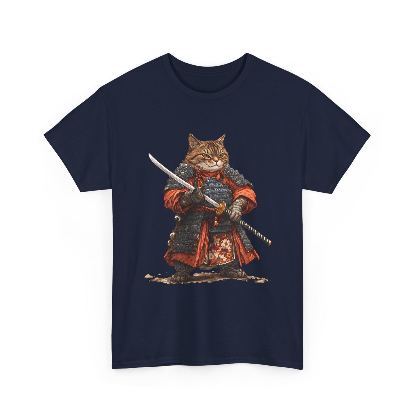 Samurai Cat T-Shirt – Warrior Tabby Graphic Tee