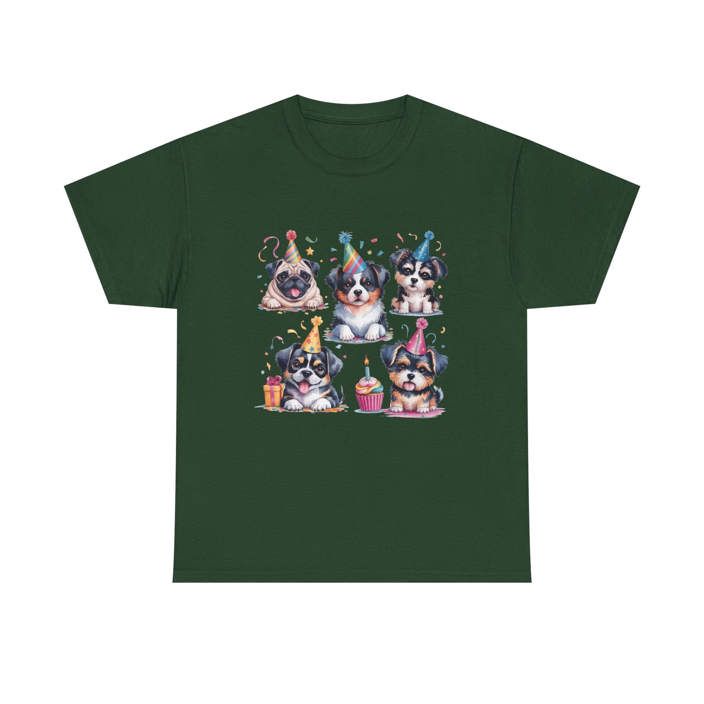 Birthday Puppies T‑Shirt — Cute Party Dogs with Cupcakes