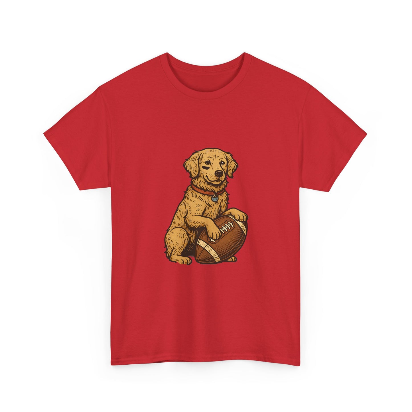 Golden Retriever Puppy Football Tee — Cute Dog with Football Graphic T-Shirt
