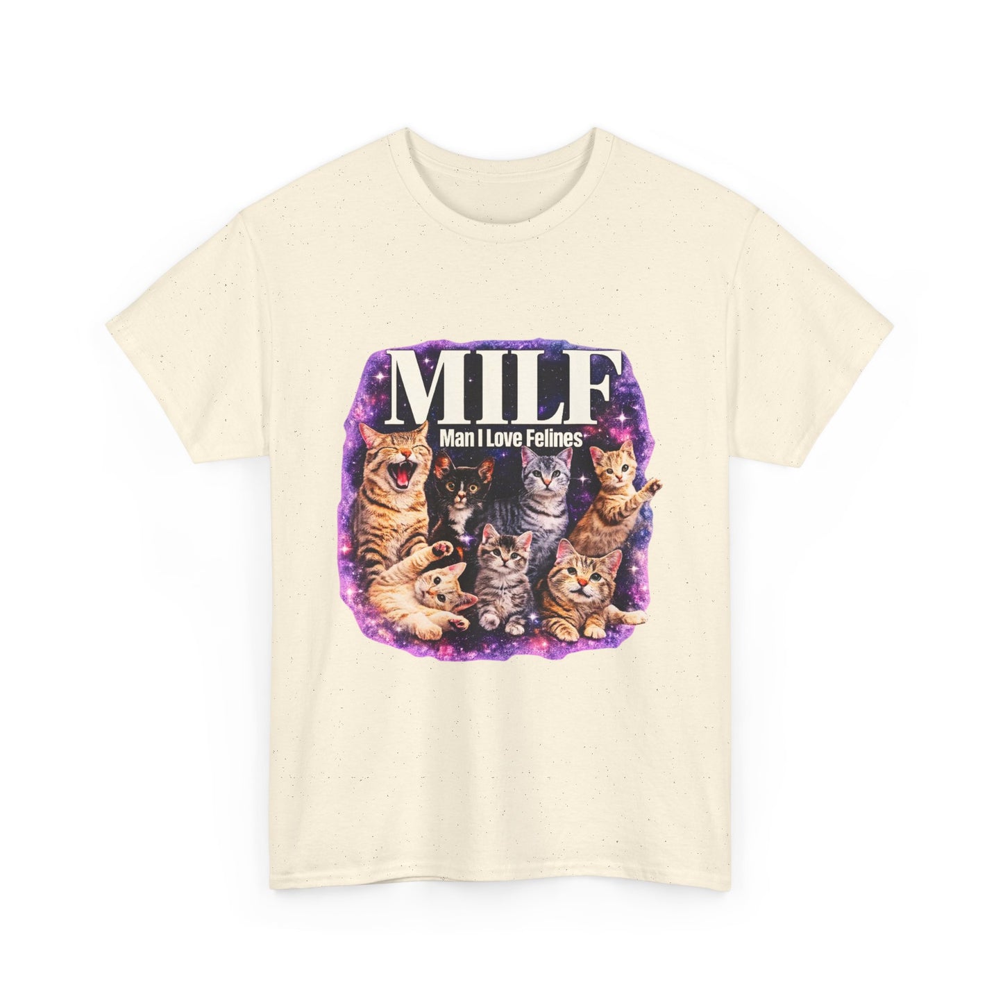 Cat Lover Tee — "MILE: Man I Love Felines" Graphic T-Shirt