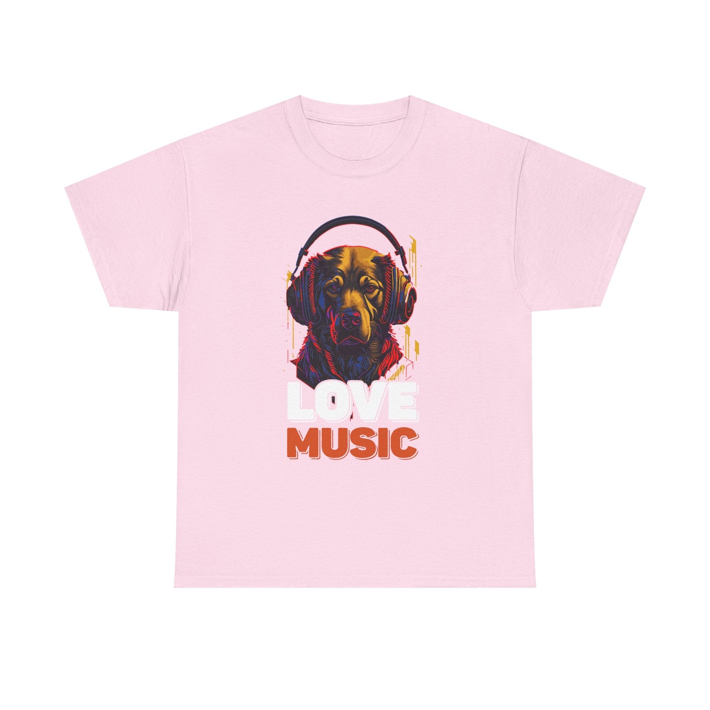 Love Music Dog Tee — Retro Headphones Graphic T-Shirt