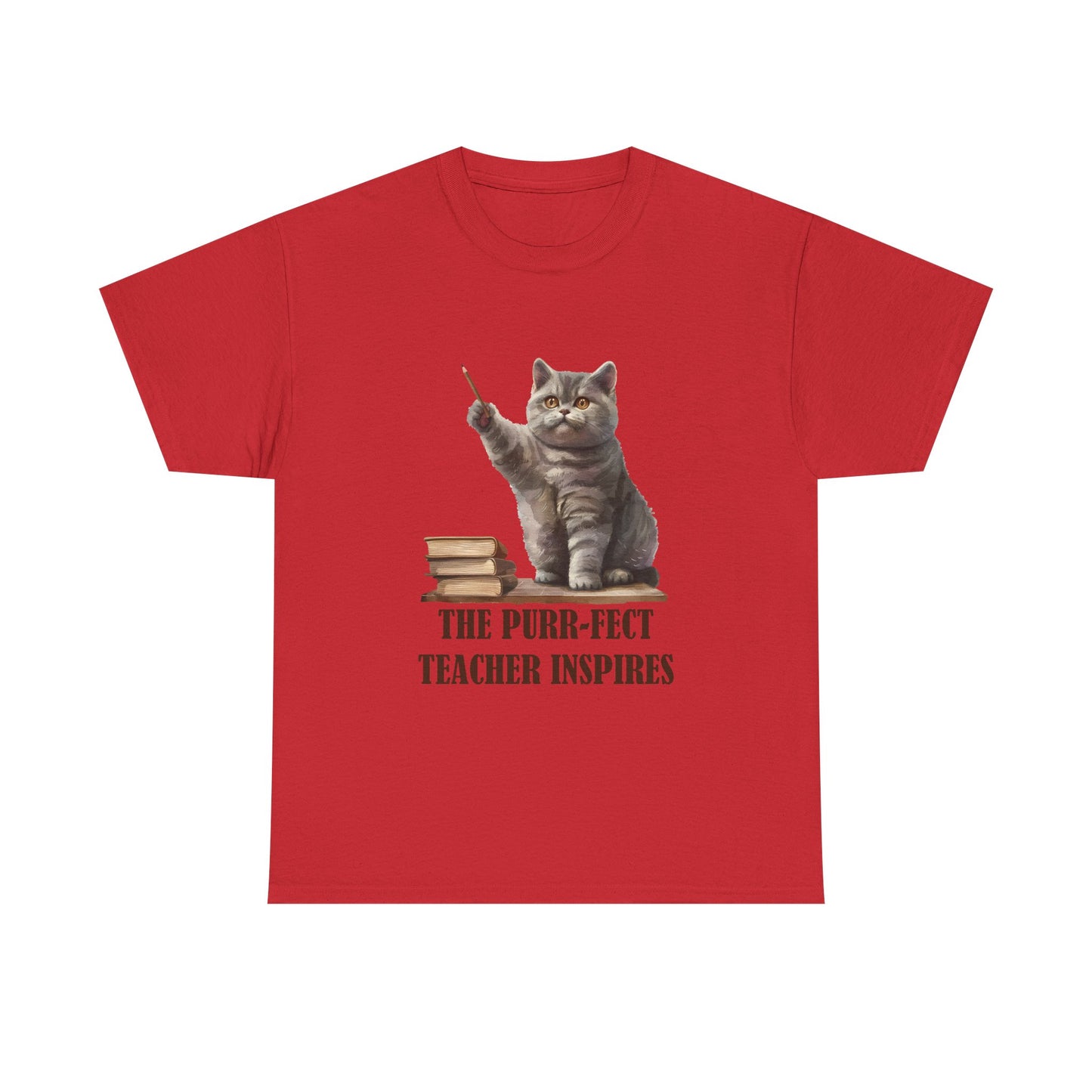 Teacher Cat T-Shirt — "The Purr-fect Teacher Inspires" Cute Gift for Educators
