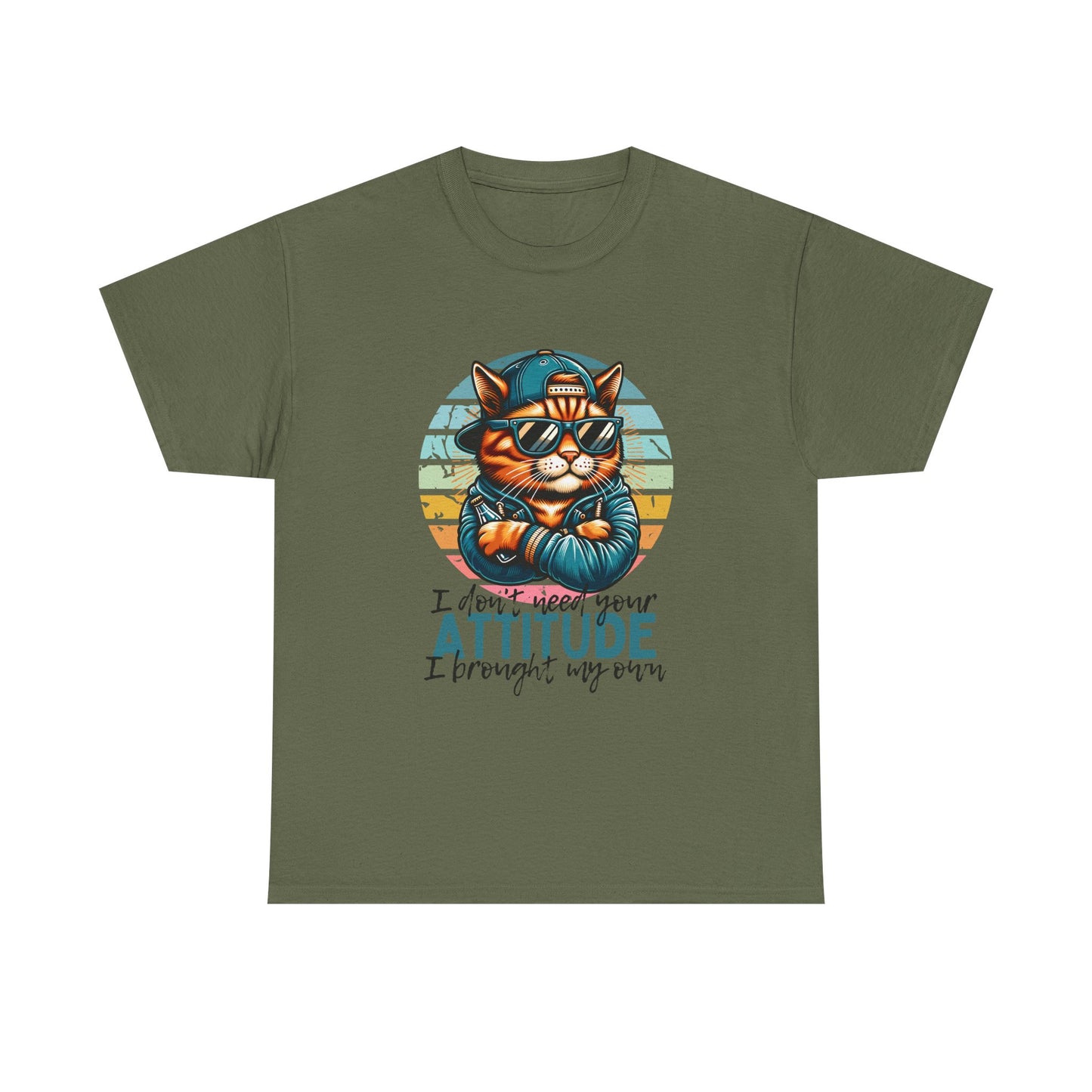 Cat Attitude T-Shirt – Retro Cool Cat Graphic Tee ("I didn’t lose my attitude, I brought my own")