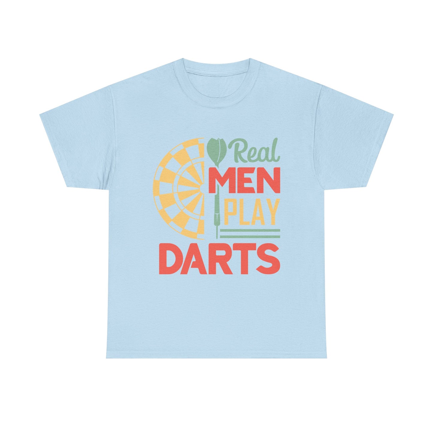 Darts T-Shirt — “Real Men Play Darts” Retro Dartboard Tee