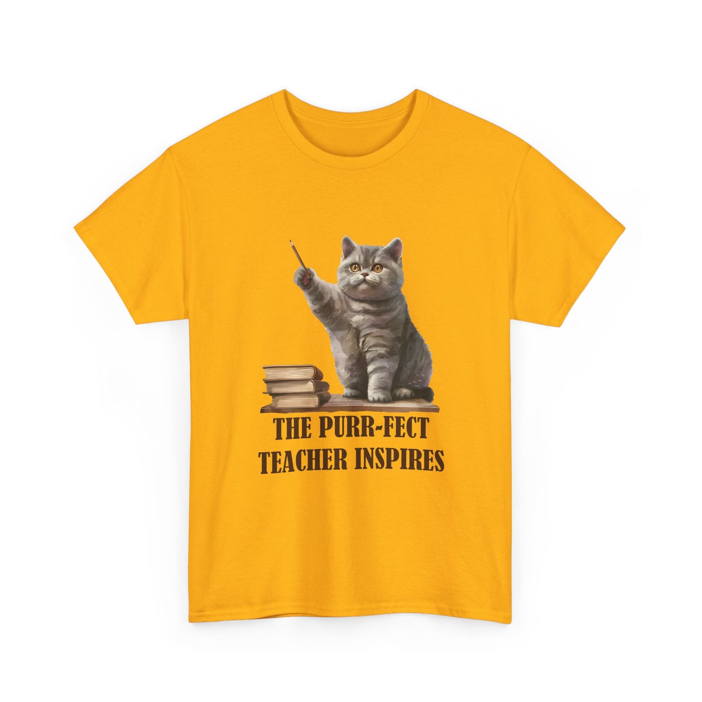 Teacher Cat T-Shirt — "The Purr-fect Teacher Inspires" Cute Gift for Educators