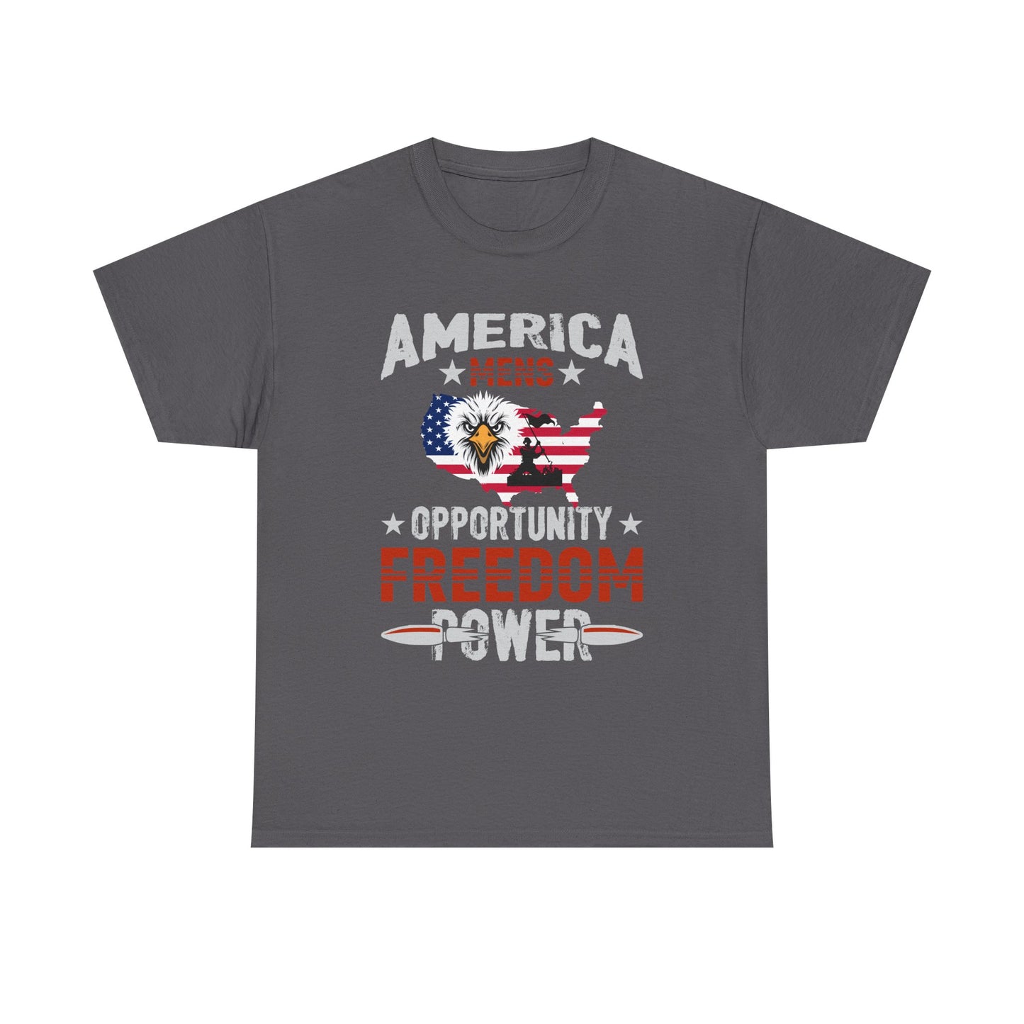 Freedom Power Patriotic T‑Shirt — America Opportunity & Veterans Flag Design