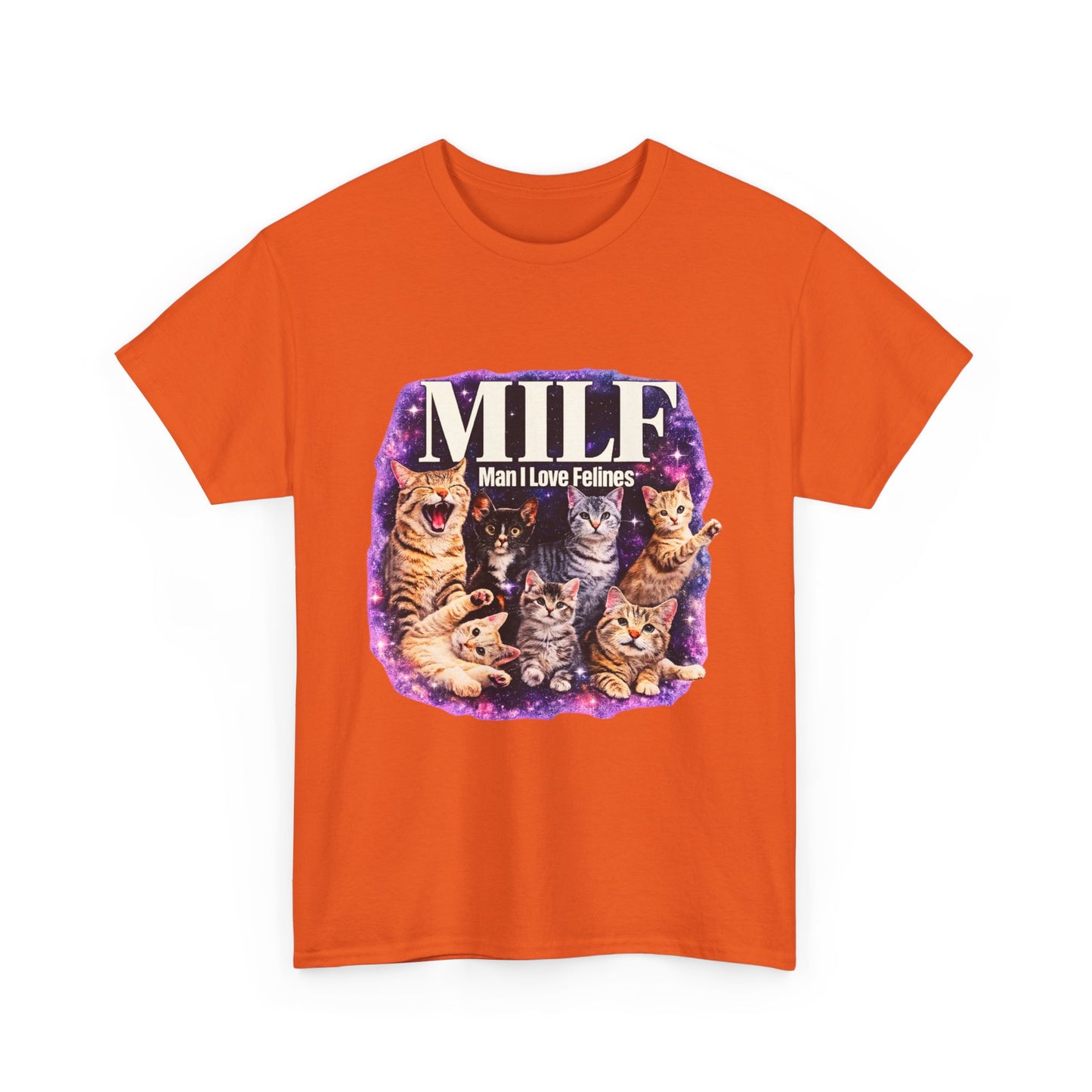 Cat Lover Tee — "MILE: Man I Love Felines" Graphic T-Shirt