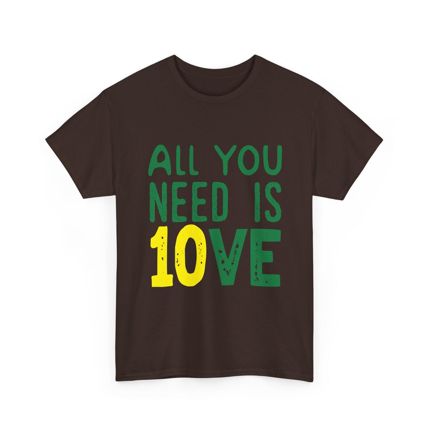 T-Shirt — "All You Need Is 10VE" Retro Green & Yellow Love Tee