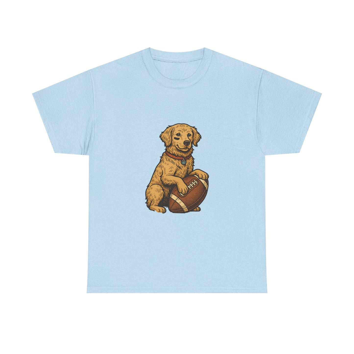 Golden Retriever Puppy Football Tee — Cute Dog with Football Graphic T-Shirt