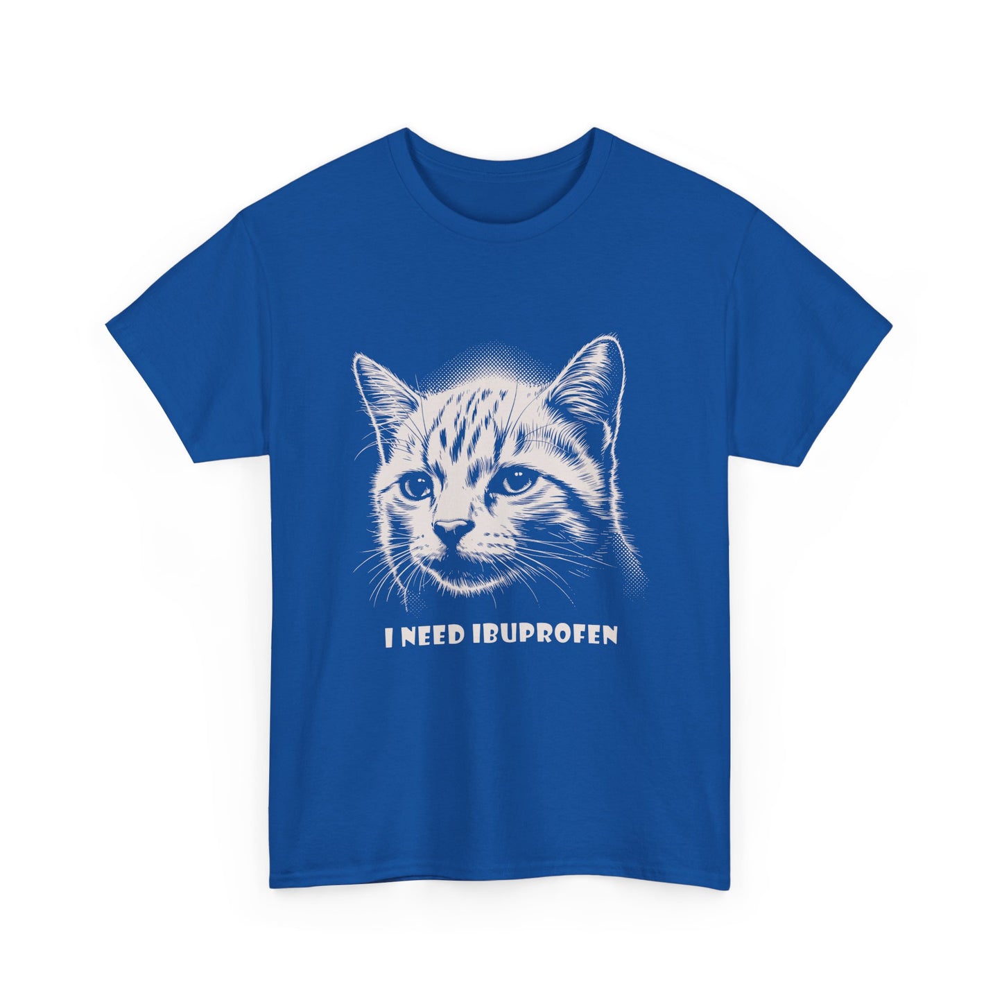 Cat Head T-Shirt — "I Need Ibuprofen" Funny Graphic Tee