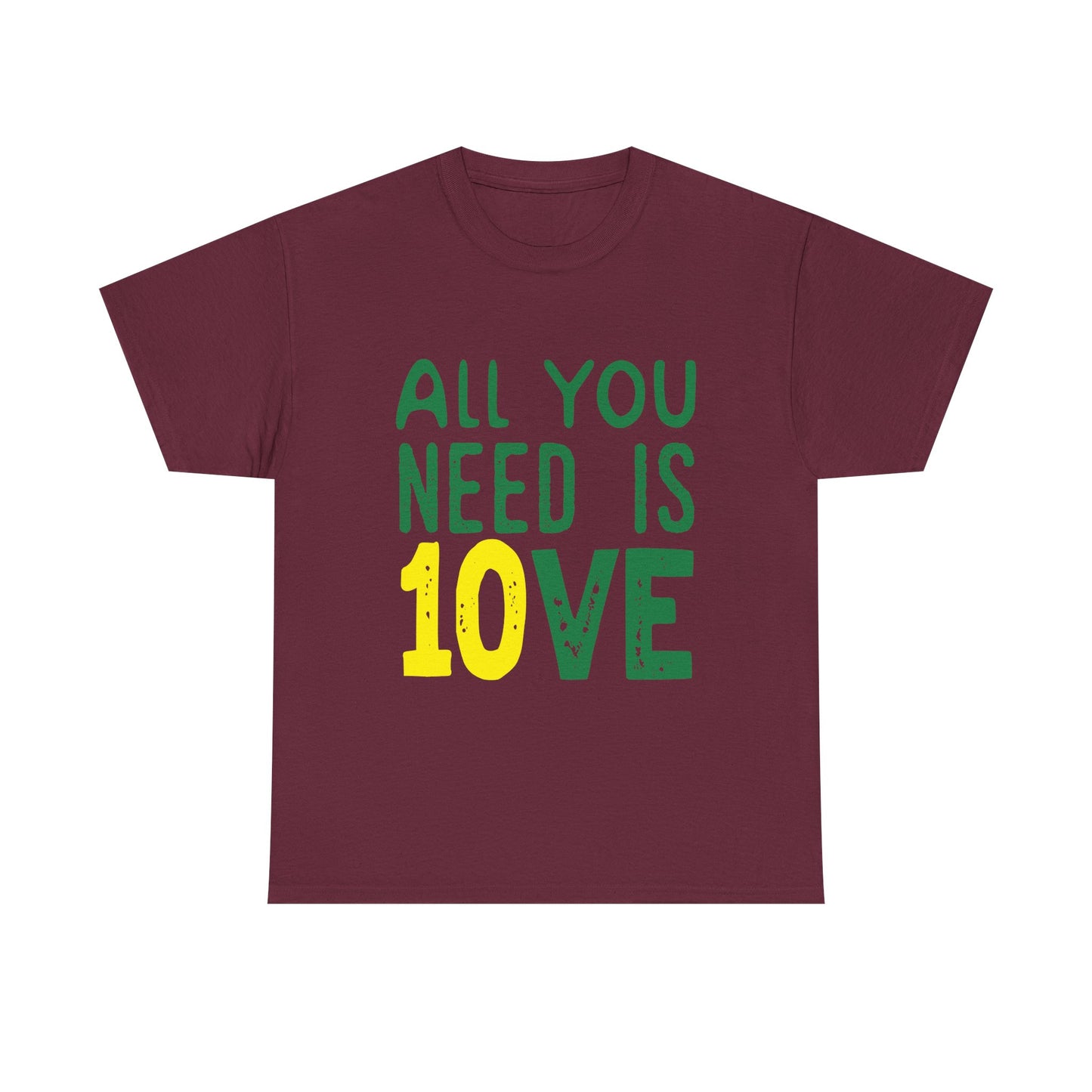 T-Shirt — "All You Need Is 10VE" Retro Green & Yellow Love Tee
