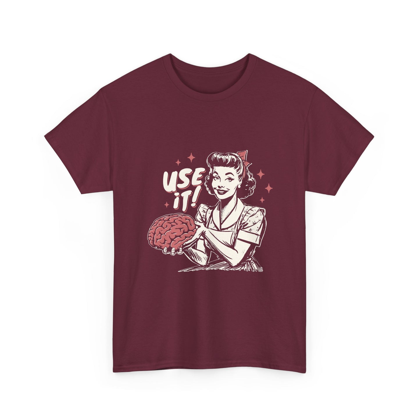 Use It! Retro Nurse Holding Brain Vintage Graphic Tee