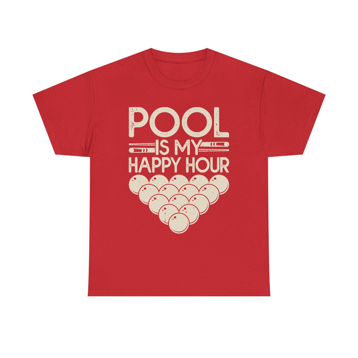 Pool Is My Happy Hour T-Shirt — Billiards Cue & Ball Graphic Tee