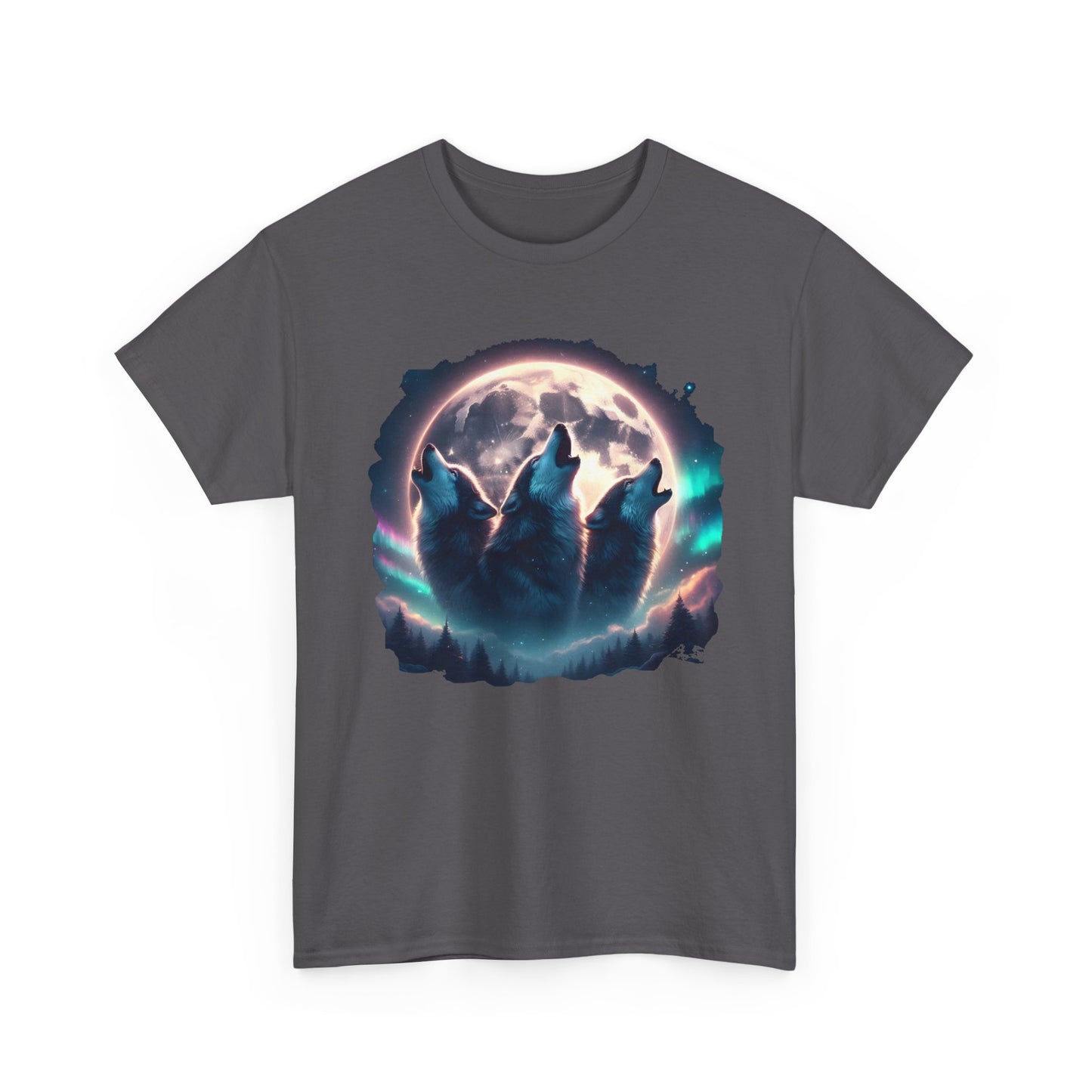Wolf Moon T-Shirt — Howling Wolves Silhouette at Full Moon Graphic Tee