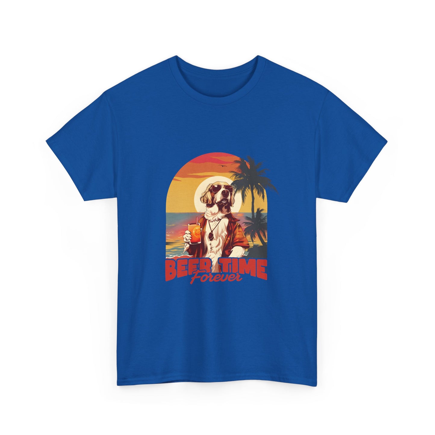 Beer Time Forever T-Shirt — Retro Beach Dog Vacation Tee