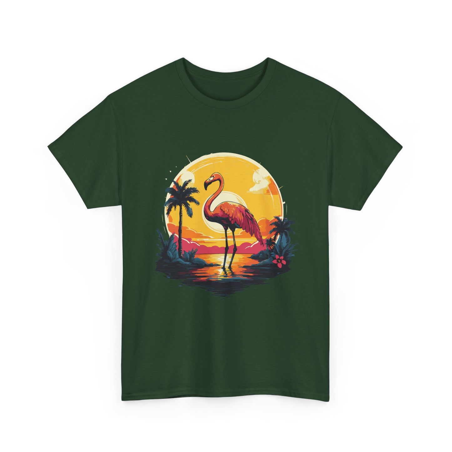 Flamingo Sunset Tee — Tropical Beach Vintage Graphic T-Shirt