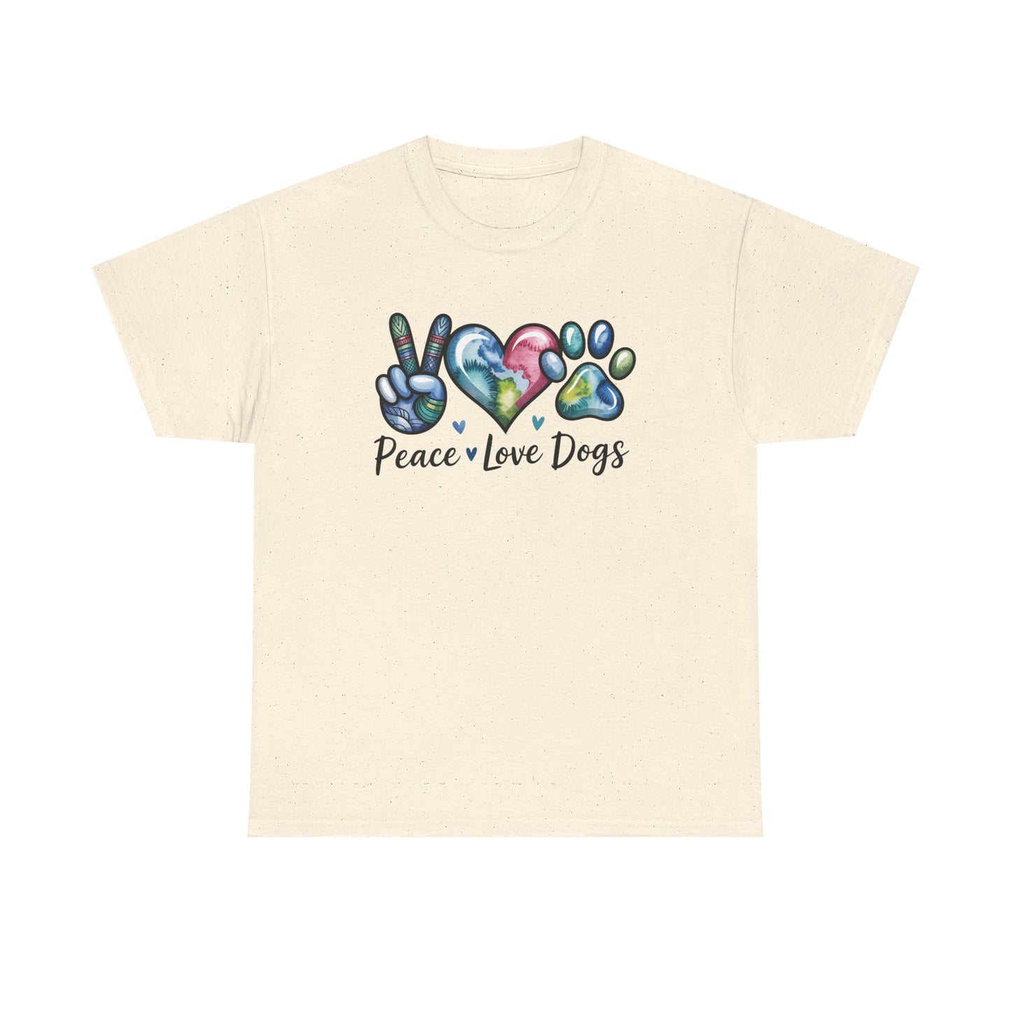 Peace Love Dogs T-Shirt — Cute Paw Print Graphic Tee for Dog Lovers