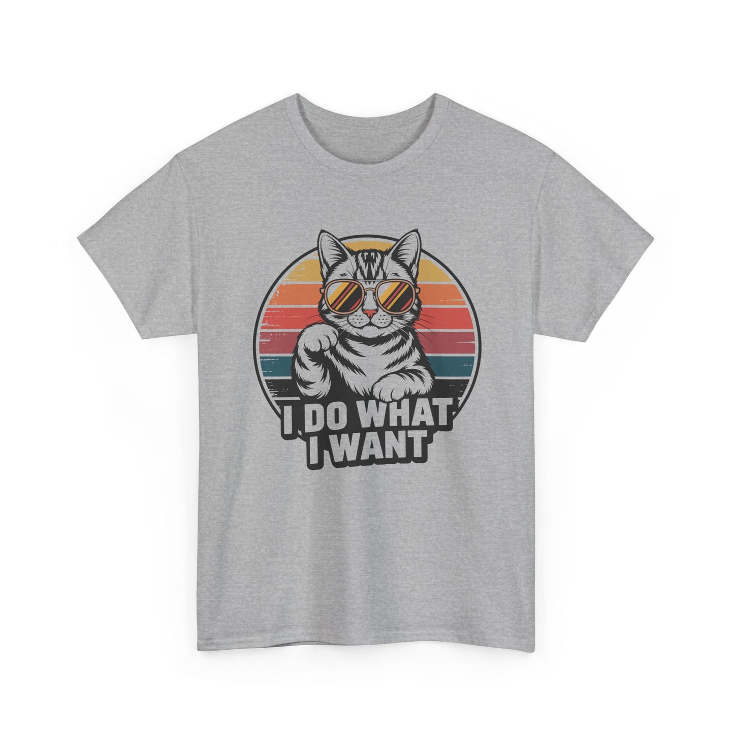 I Do What I Want Cat T-Shirt — Retro Sunglasses Vintage Stripe Graphic Tee
