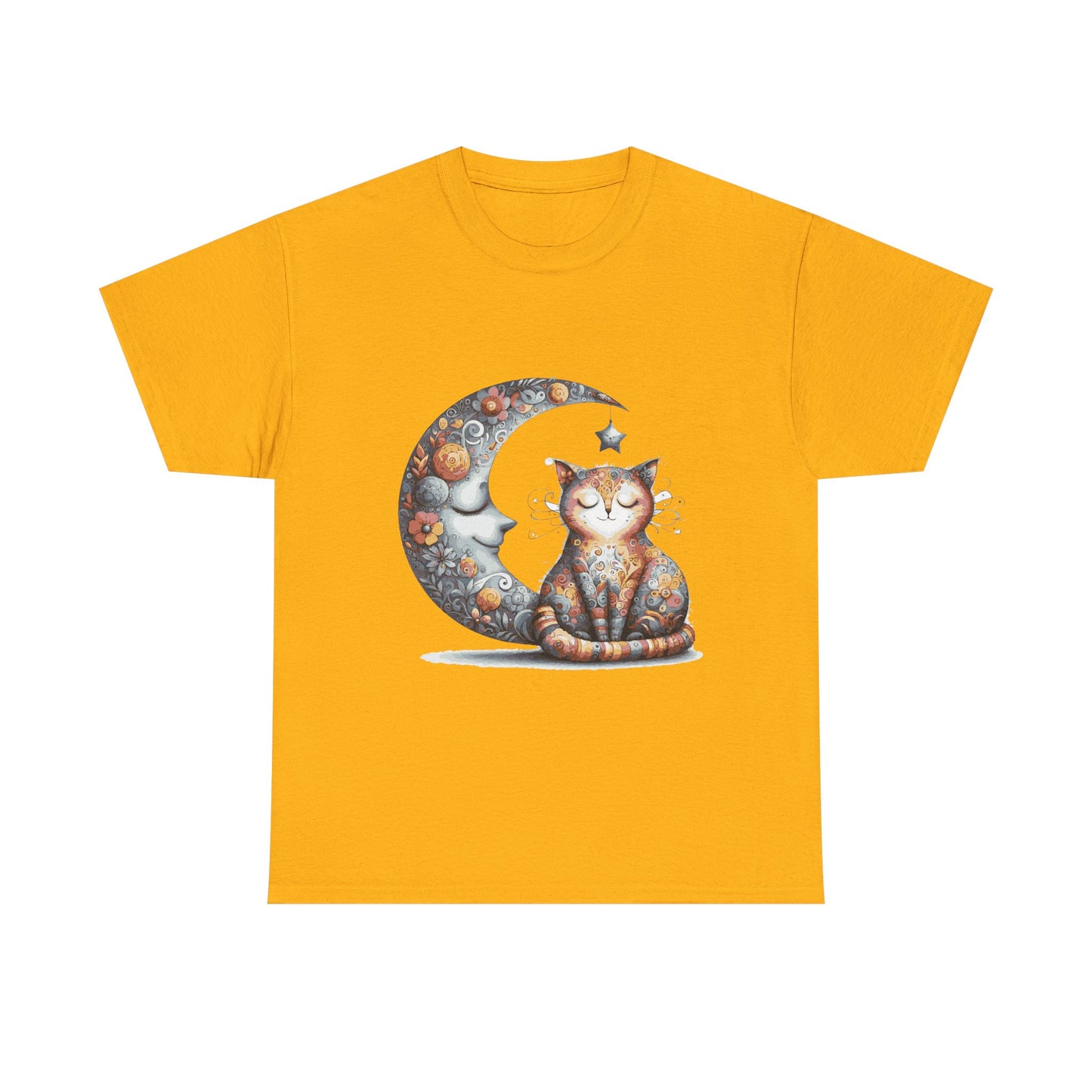 Cat Moon T-Shirt — Whimsical Cosmic Cat Graphic Tee