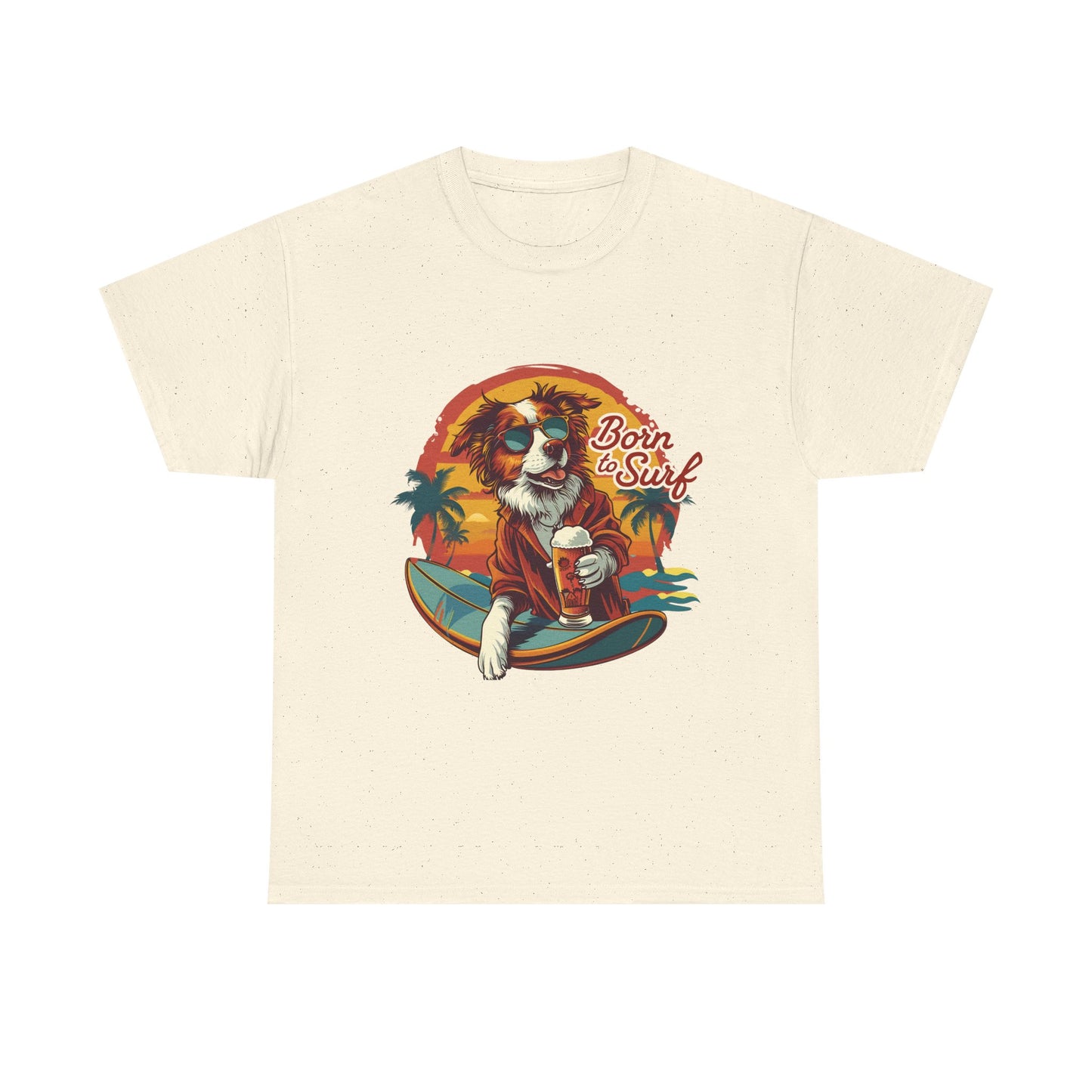 T-Shirt - "Born to Surf" Surfing Dog Graphic Tee