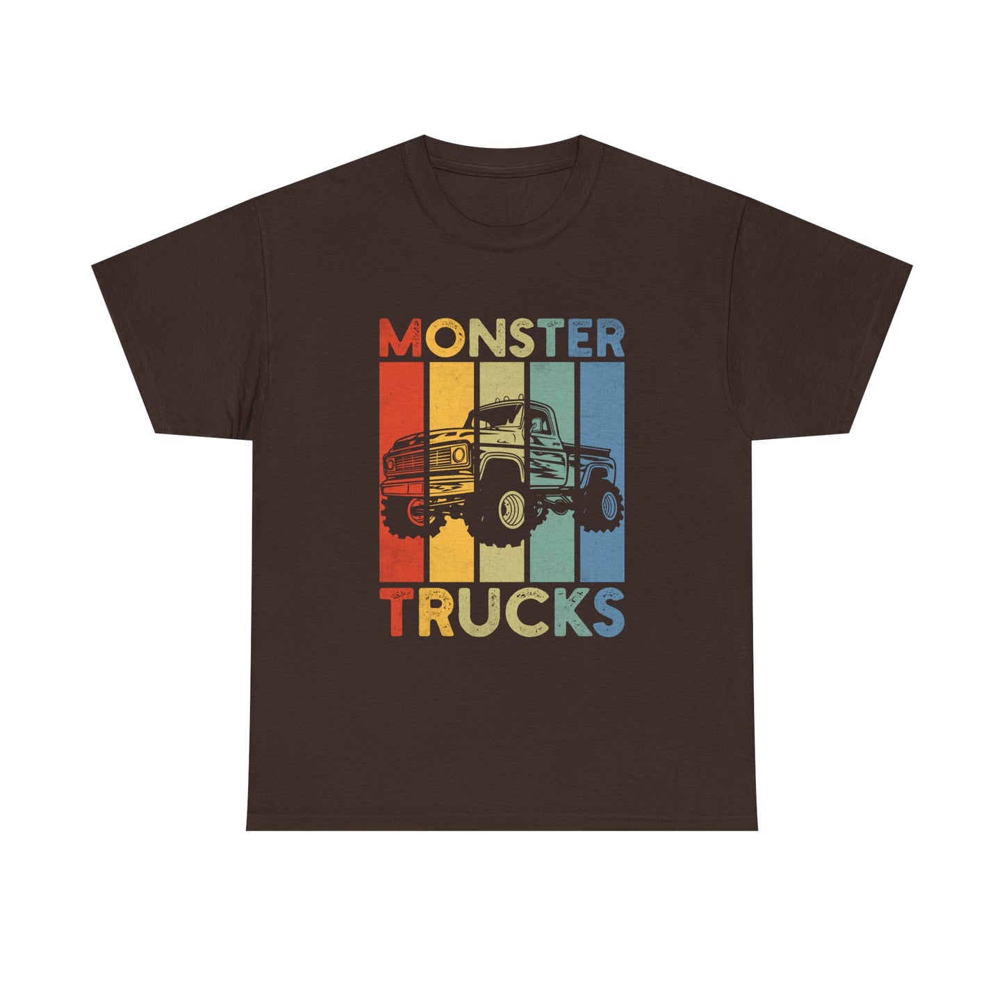 Monster Trucks Retro Tee – Vintage Striped Kids & Adult Off-Road Truck Shirt