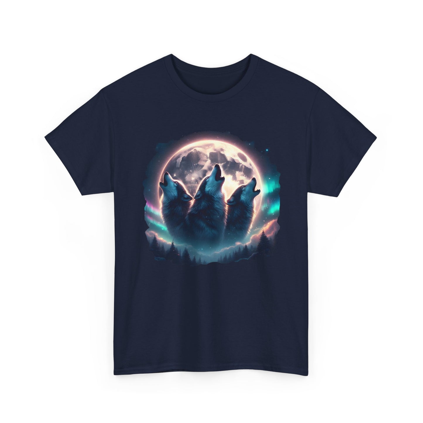 Wolf Moon T-Shirt — Howling Wolves Silhouette at Full Moon Graphic Tee