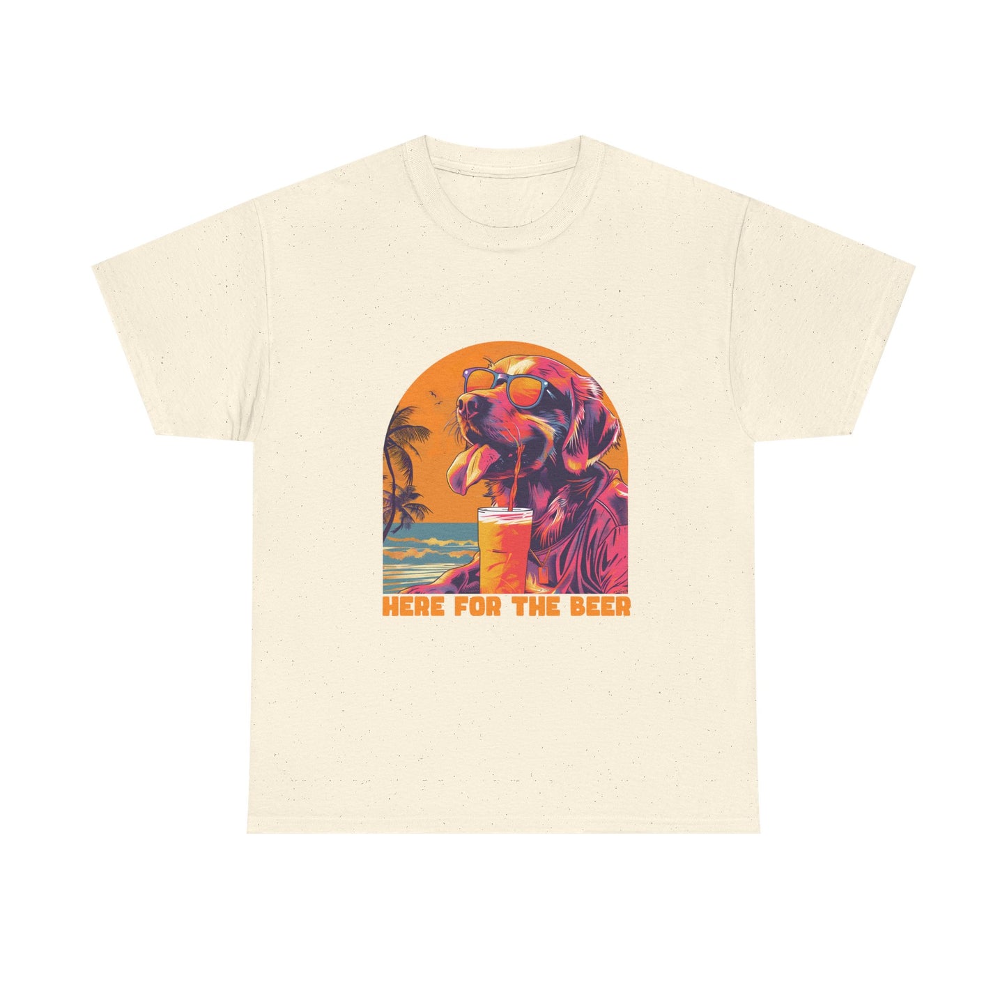 Here For The Beer T-Shirt — Retro Flamingo Beach Tee