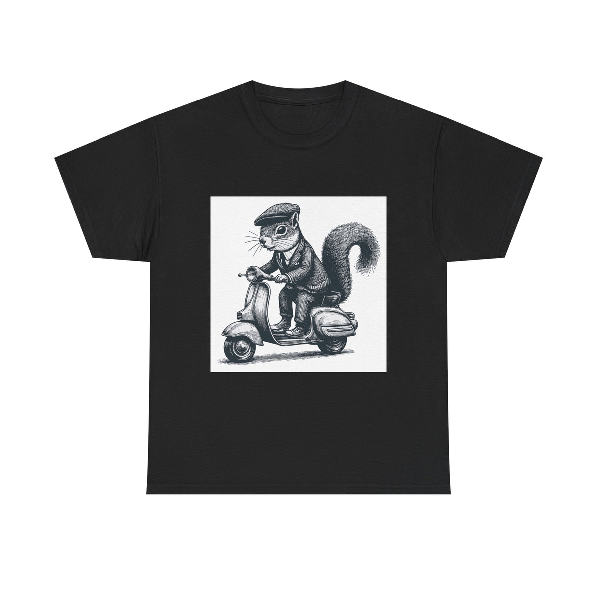 Squirrel on Scooter T-Shirt — Retro Riding Animal Tee