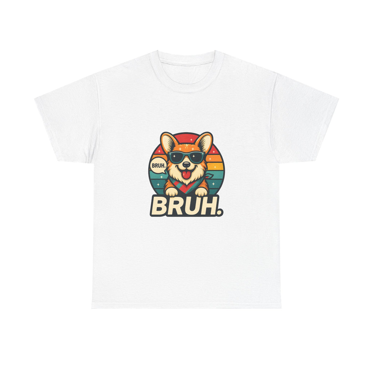 Corgi 'BRUH' Graphic Tee - Retro Sunglasses Dog T-Shirt