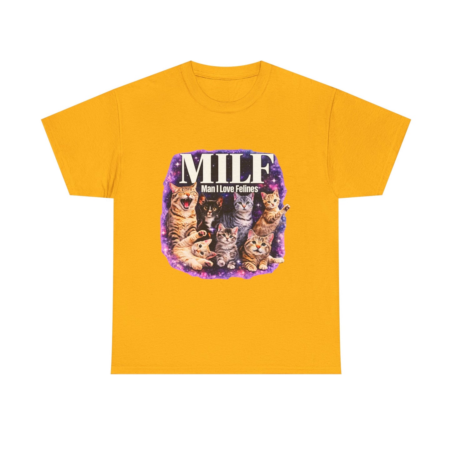 Cat Lover Tee — "MILE: Man I Love Felines" Graphic T-Shirt