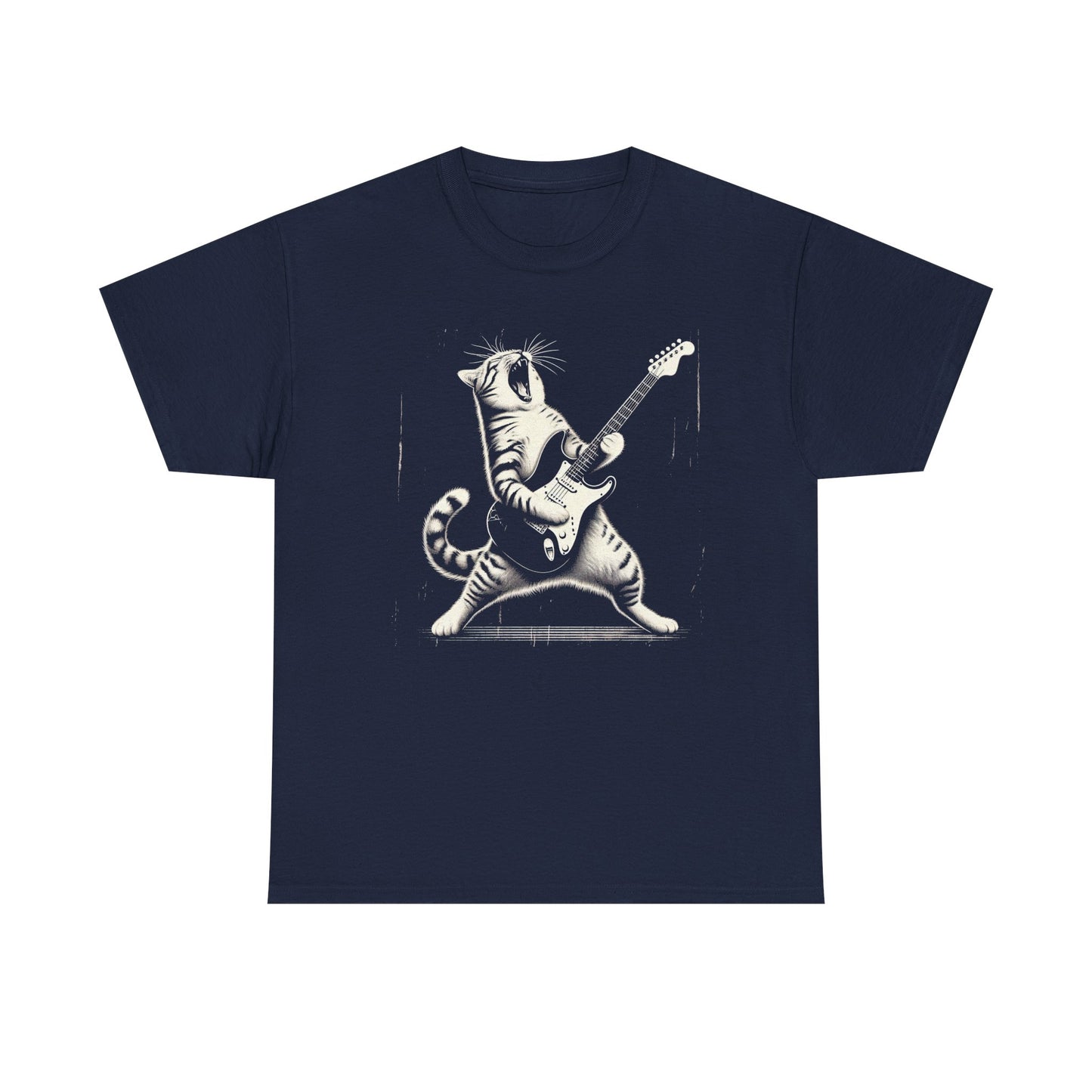 Cat Rocker T-Shirt — Guitar Playing Cat Vintage Band Tee