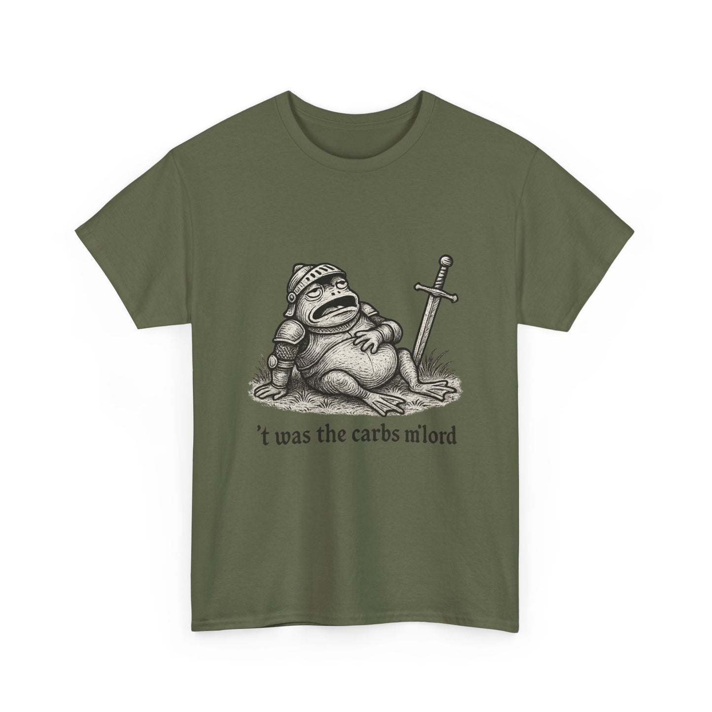 T-Shirt — 't was the carbs m'lord Funny Fantasy Frog Graphic Tee