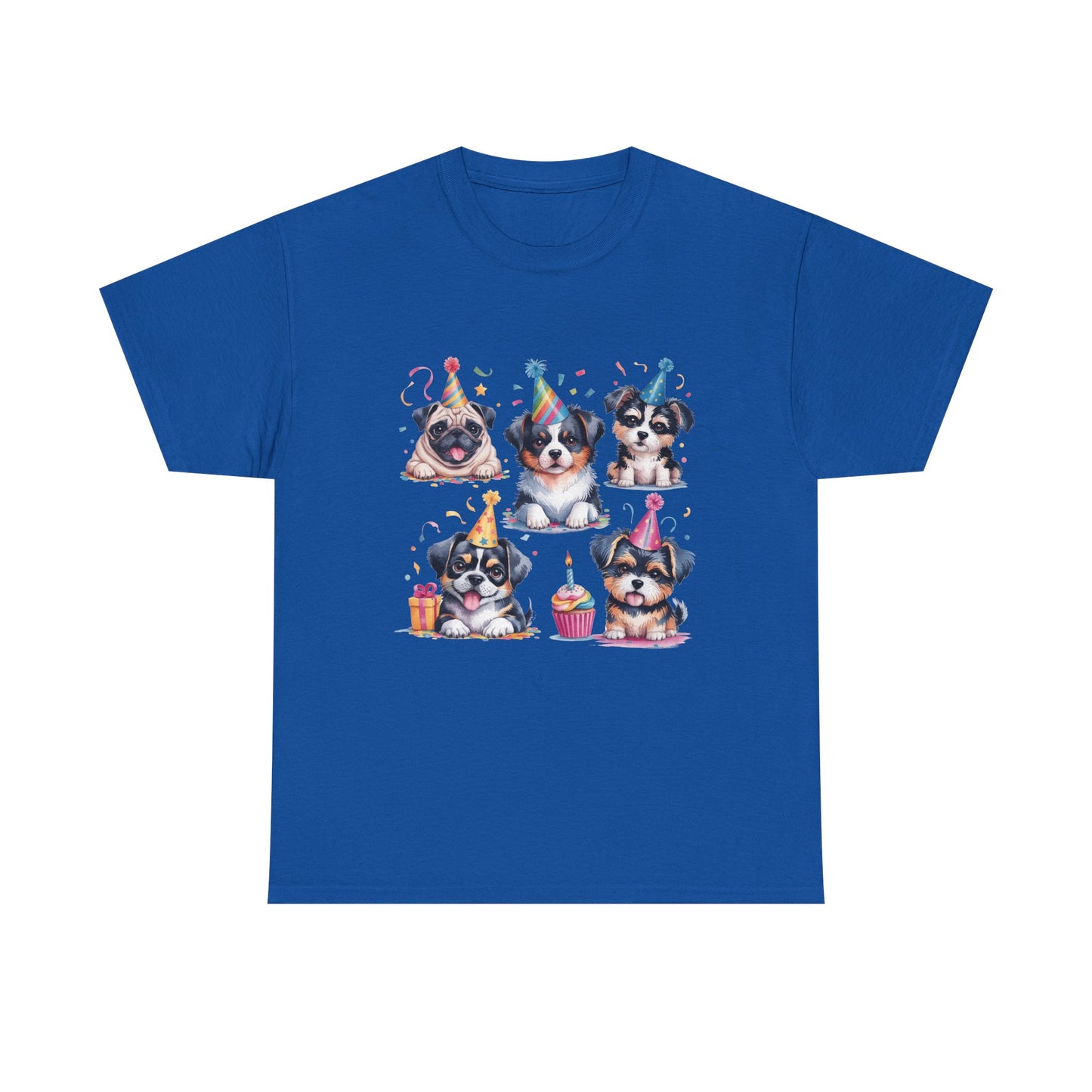 Birthday Puppies T‑Shirt — Cute Party Dogs with Cupcakes
