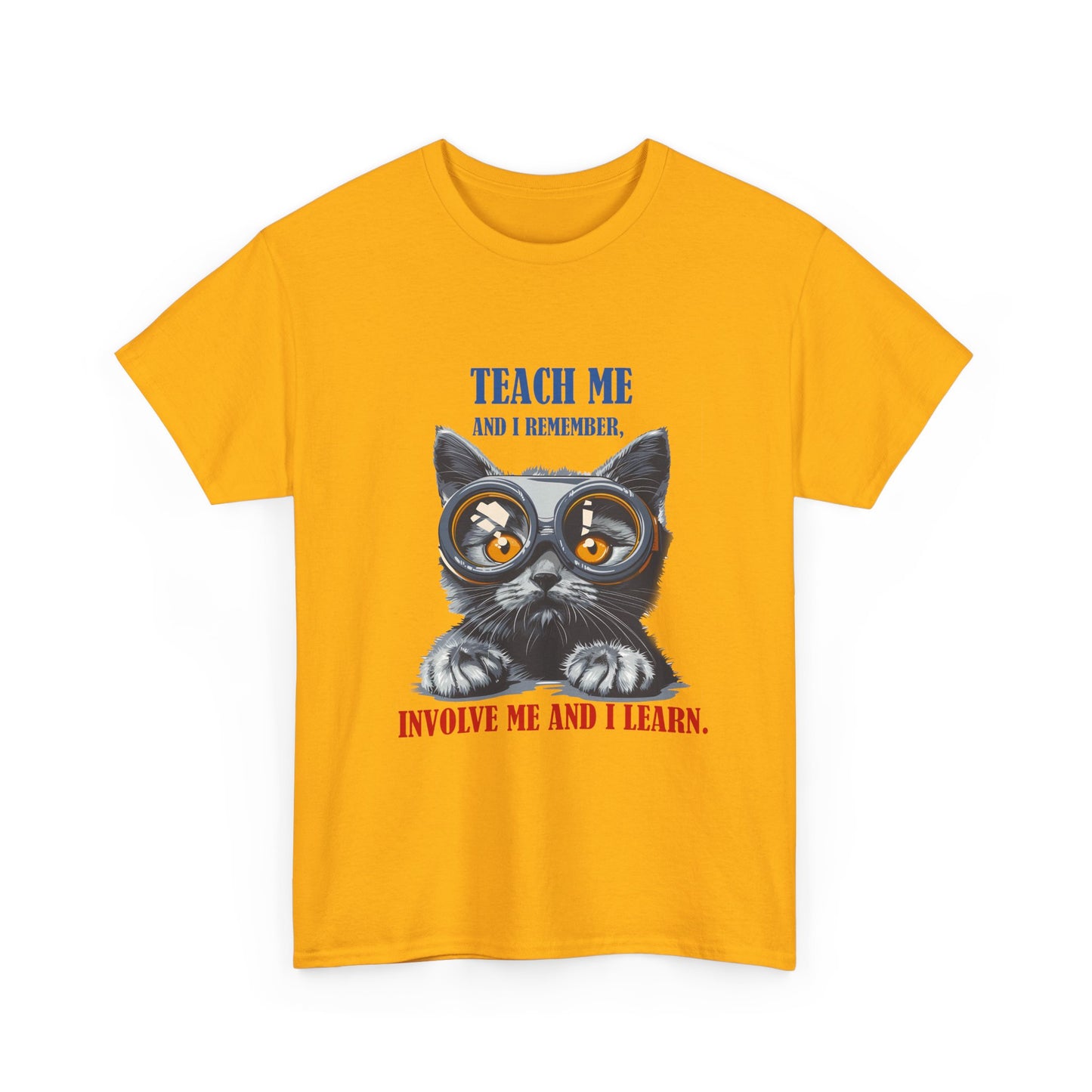 Cat Teacher T‑Shirt — “Teach Me and I Remember, Involve Me and I Learn” Educational Cat Tee