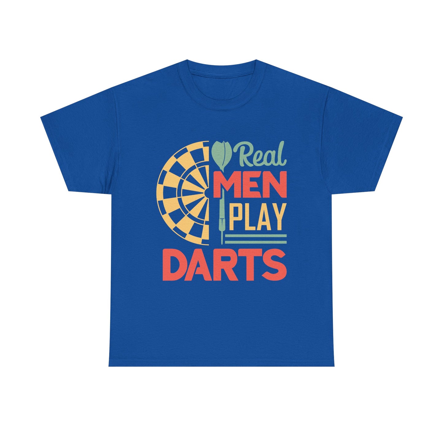 Darts T-Shirt — “Real Men Play Darts” Retro Dartboard Tee
