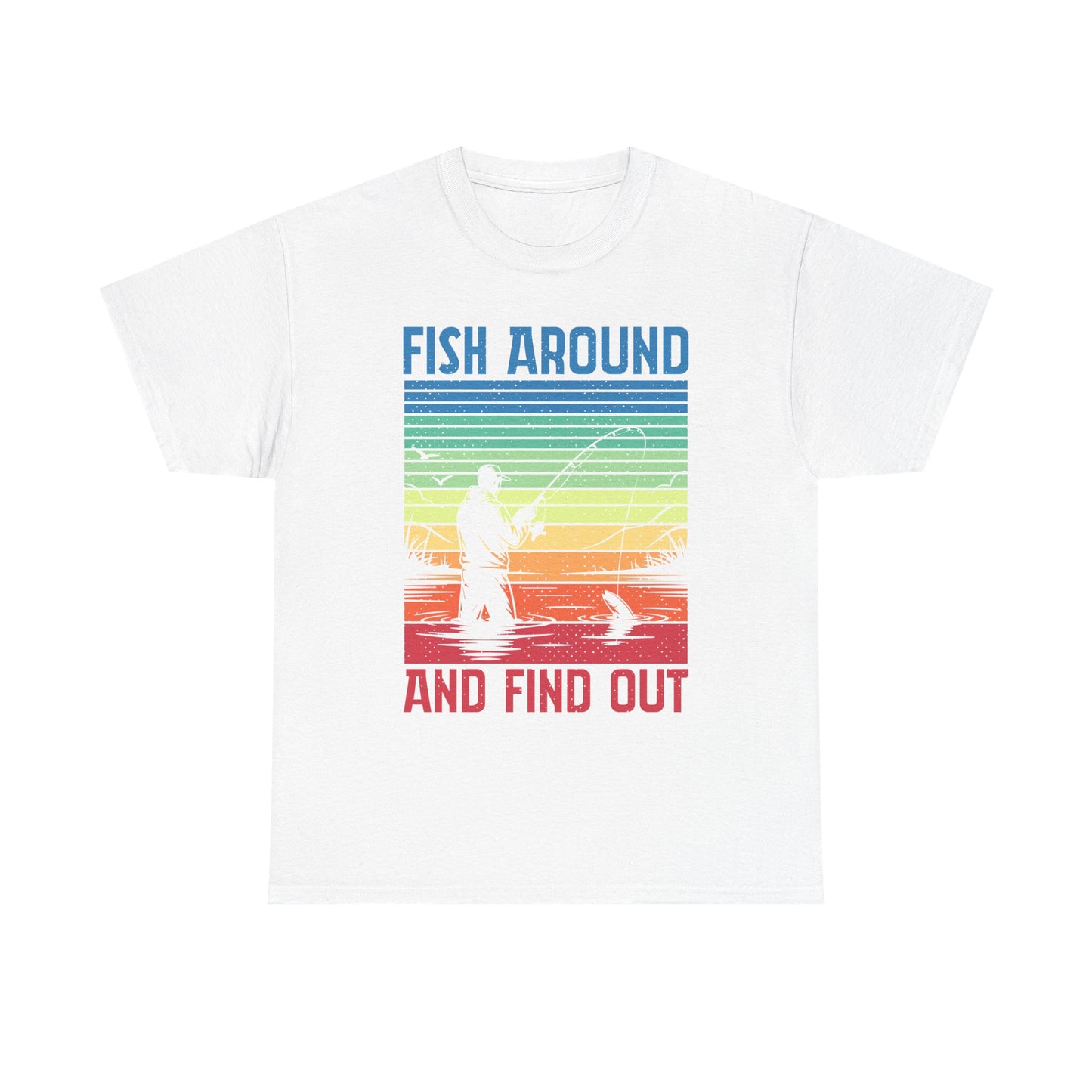 Fishing T-Shirt - "Fish Around and Find Out" Retro Sunset Angler Tee
