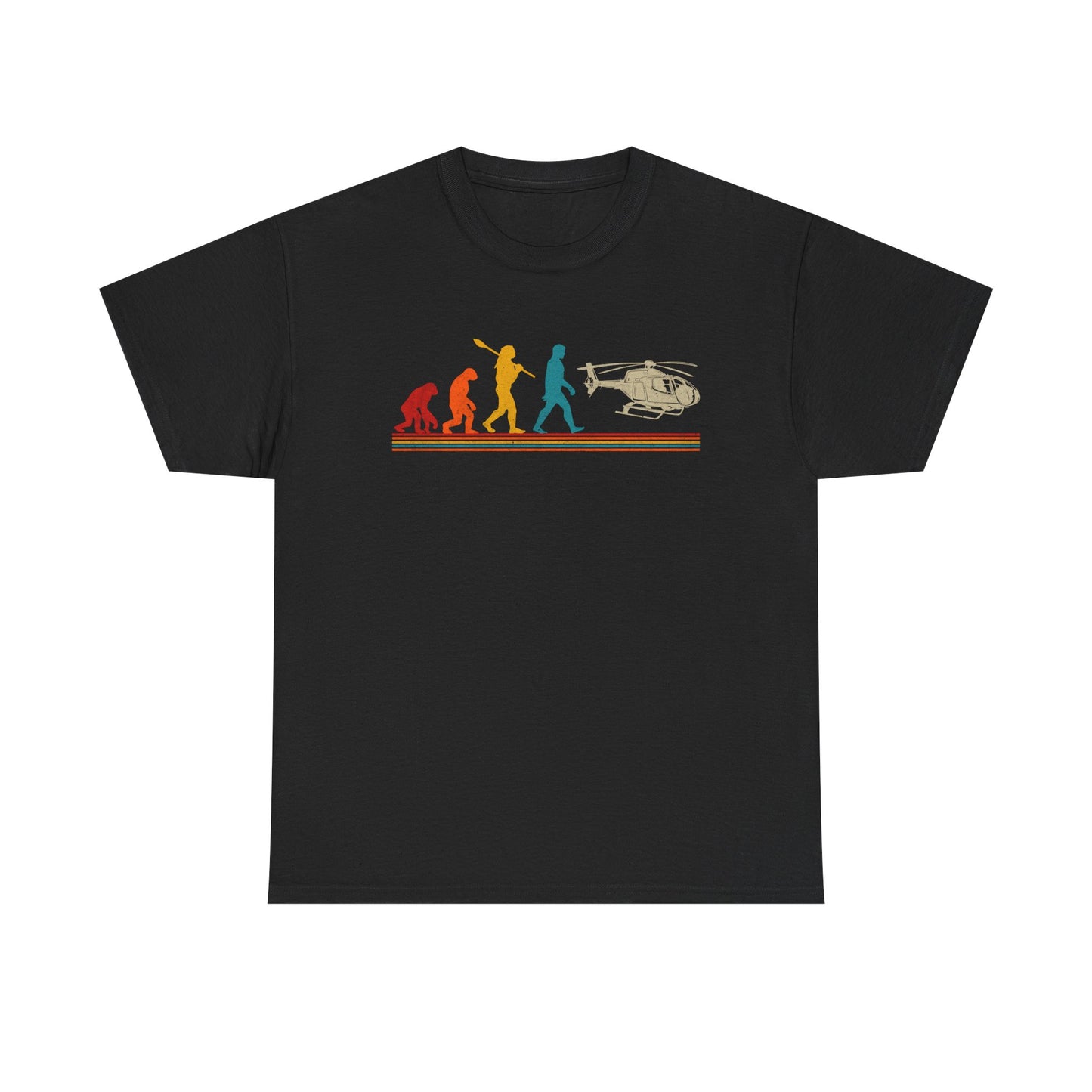 T-Shirt - Evolution of Man to Helicopter Vintage Graphic Tee